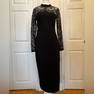 Ever New Elegant Black Long Sleeve Lace Dress